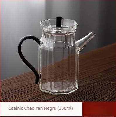 Ceainic transparent din sticlă borosilicat pentru ceai verde, imitare a stilului Song, cu mâner colorat, pentru uz casnic