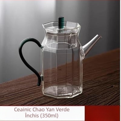 Ceainic transparent din sticlă borosilicat pentru ceai verde, imitare a stilului Song, cu mâner colorat, pentru uz casnic