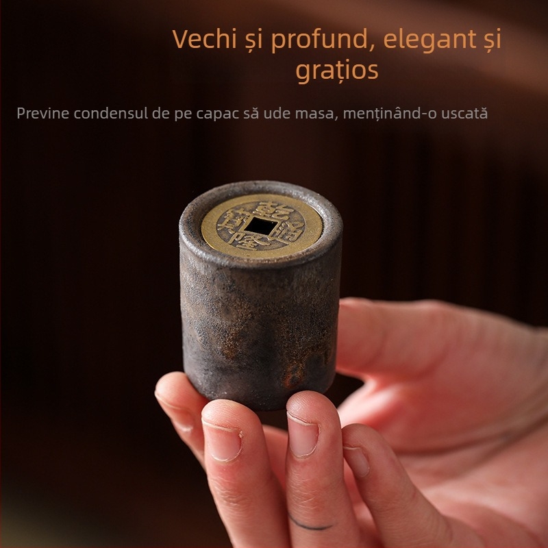 Accesorii ceramice pentru ceremonia ceaiului: suport pentru capacul ceainicului și gaiwan; suport pentru capac; tavă de ceai turnată în cuptor.