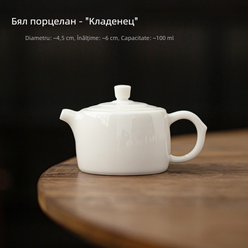 Haolan ceainic din porțelan alb, cu filtru – set Kung Fu pentru ceai, ceainic ceramic pentru uz casnic, stil chinezesc retro creativ