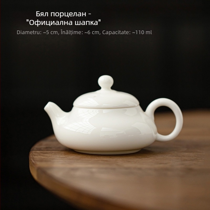 Haolan ceainic din porțelan alb, cu filtru – set Kung Fu pentru ceai, ceainic ceramic pentru uz casnic, stil chinezesc retro creativ