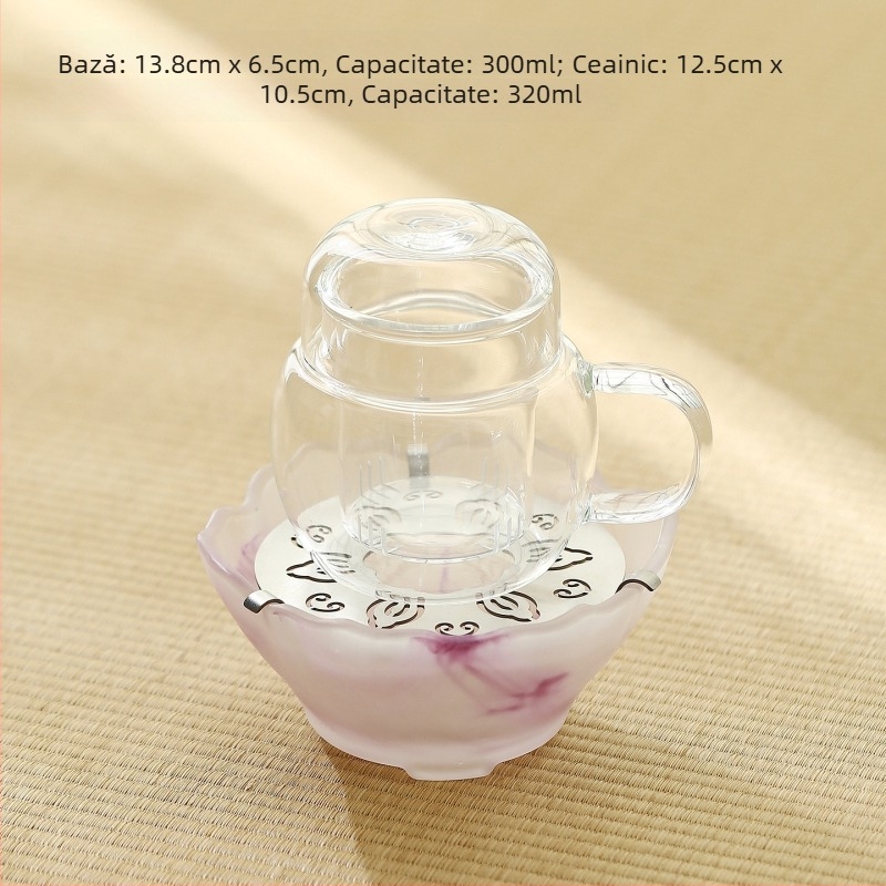 Bază de încălzire din sticlă pentru ceai, set ceainic mic și aragaz pentru ceai, încălzire cu lumânare, design elegant