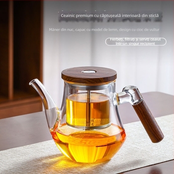 Ceainic din sticlă cu filtru de separare a apei, pentru uz casnic și birou, set de ceai din sticlă borosiliat
