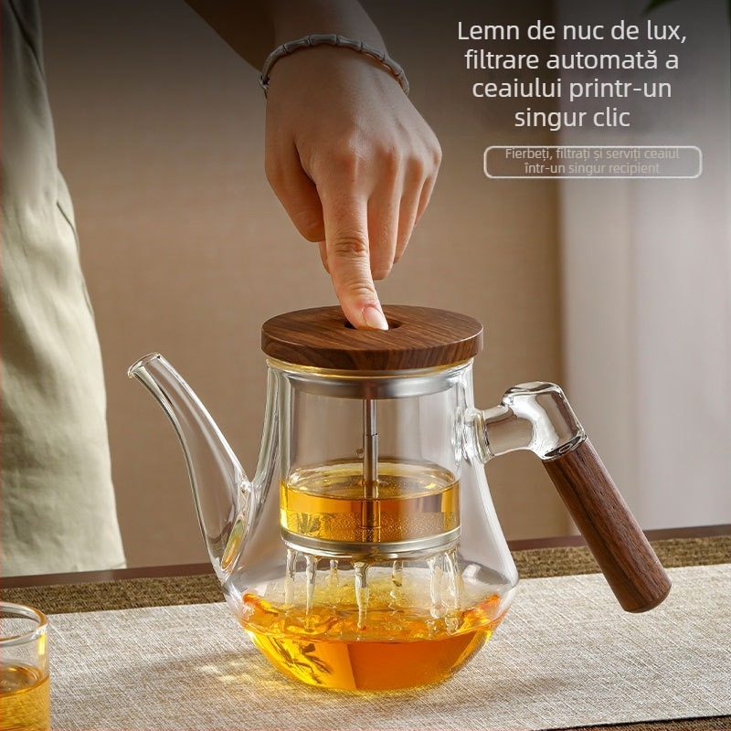 Ceainic din sticlă cu filtru de separare a apei, pentru uz casnic și birou, set de ceai din sticlă borosiliat