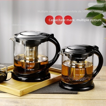 Ceainic din sticlă rezistentă la temperaturi, cu filtru, set de ceai pentru o singură oală