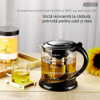 Ceainic din sticlă rezistentă la temperaturi, cu filtru, set de ceai pentru o singură oală