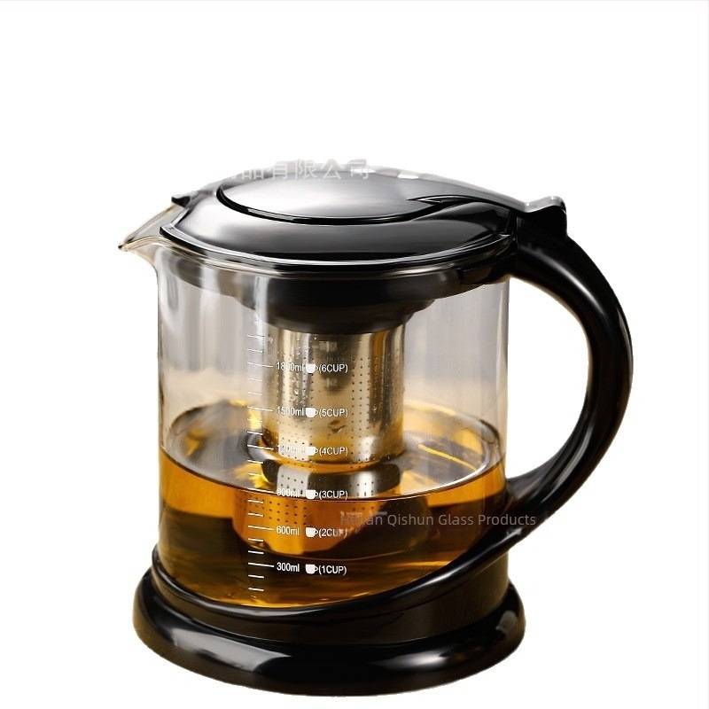 Ceainic din sticlă rezistentă la temperaturi, cu filtru, set de ceai pentru o singură oală