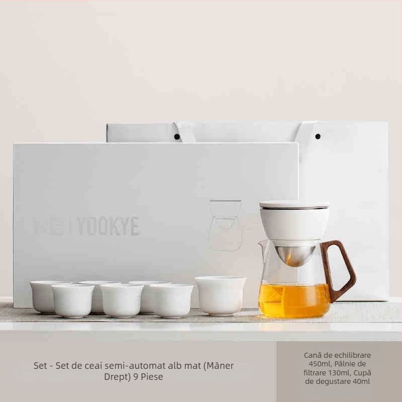 Set de ceai semi-automat pentru uz casnic, cutie cadou de lux pentru prepararea ceaiului, ceainic ceramic