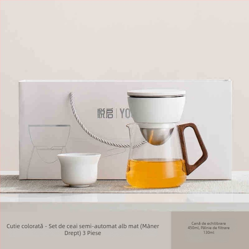 Set de ceai semi-automat pentru uz casnic, cutie cadou de lux pentru prepararea ceaiului, ceainic ceramic