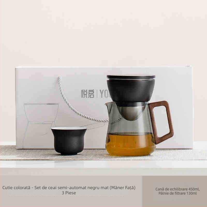 Set de ceai semi-automat pentru uz casnic, cutie cadou de lux pentru prepararea ceaiului, ceainic ceramic