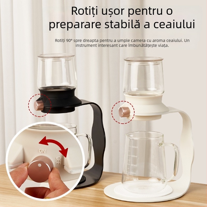Ceainic inteligent pentru infuzie, stil chinezesc nou, set din sticlă pentru infuzare la rece, cu recipient de separare a ceaiului și picurare cu gheață