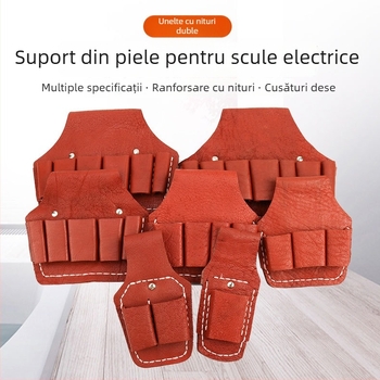 Curea de electrician din piele naturală cu husă pentru unelte și capac pentru clește, set de 5–7 piese