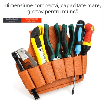 Curea de electrician din piele naturală cu husă pentru unelte și capac pentru clește, set de 5–7 piese