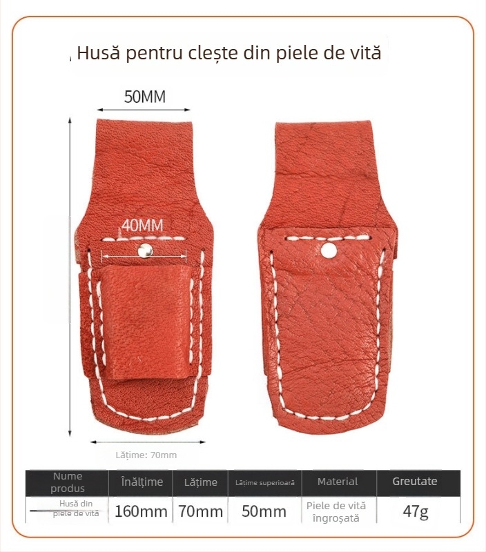 Curea de electrician din piele naturală cu husă pentru unelte și capac pentru clește, set de 5–7 piese