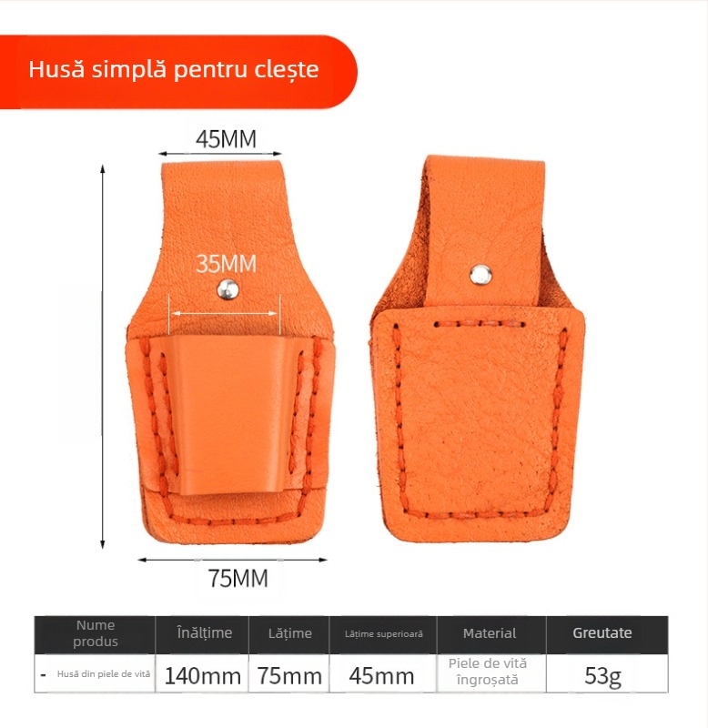 Curea de electrician din piele naturală cu husă pentru unelte și capac pentru clește, set de 5–7 piese