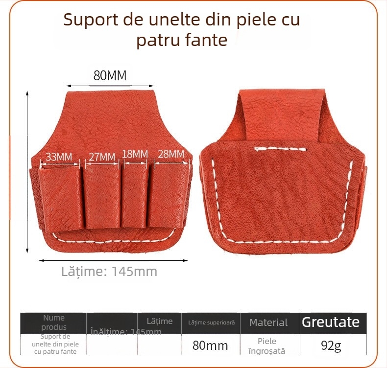 Curea de electrician din piele naturală cu husă pentru unelte și capac pentru clește, set de 5–7 piese