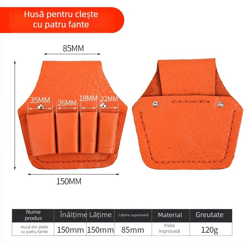 Curea de electrician din piele naturală cu husă pentru unelte și capac pentru clește, set de 5–7 piese