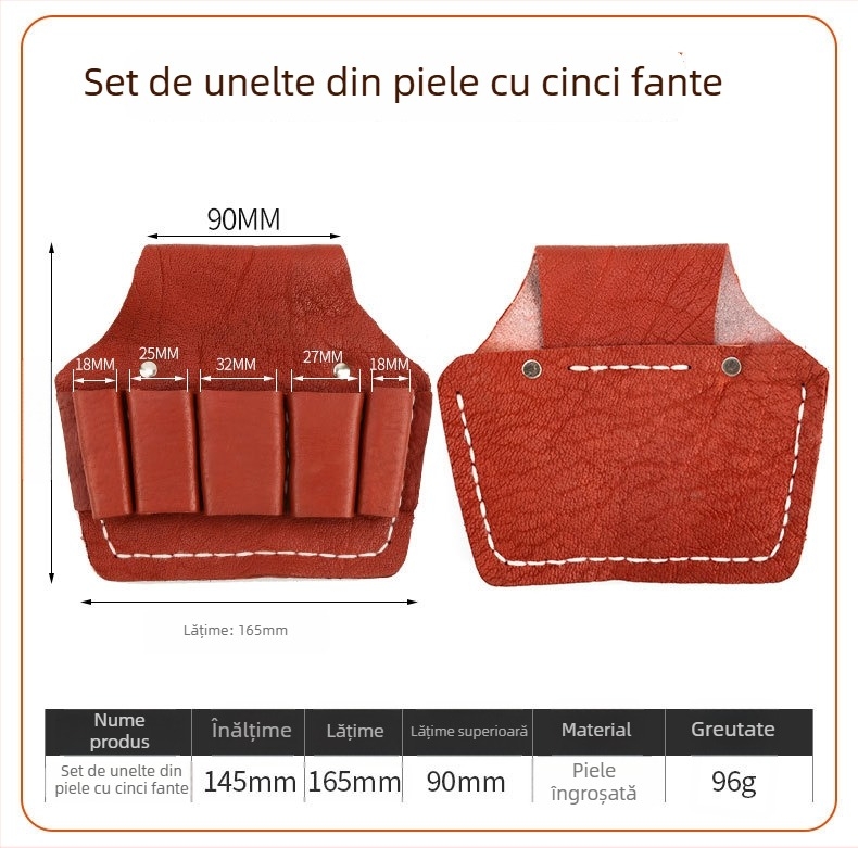 Curea de electrician din piele naturală cu husă pentru unelte și capac pentru clește, set de 5–7 piese