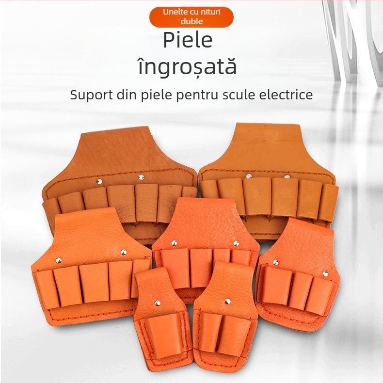 Curea de electrician din piele naturală cu husă pentru unelte și capac pentru clește, set de 5–7 piese