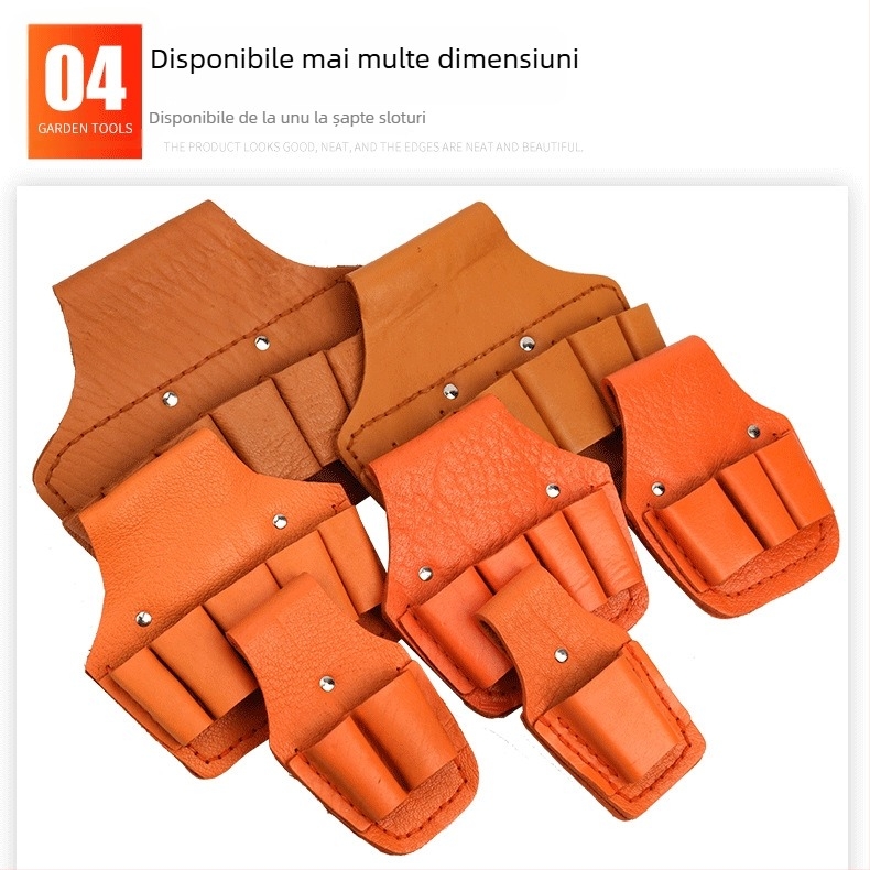Curea de electrician din piele naturală cu husă pentru unelte și capac pentru clește, set de 5–7 piese