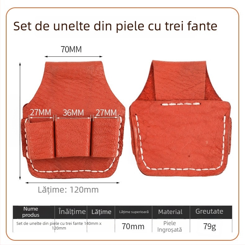 Curea de electrician din piele naturală cu husă pentru unelte și capac pentru clește, set de 5–7 piese