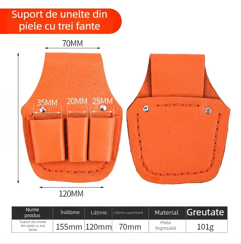 Curea de electrician din piele naturală cu husă pentru unelte și capac pentru clește, set de 5–7 piese