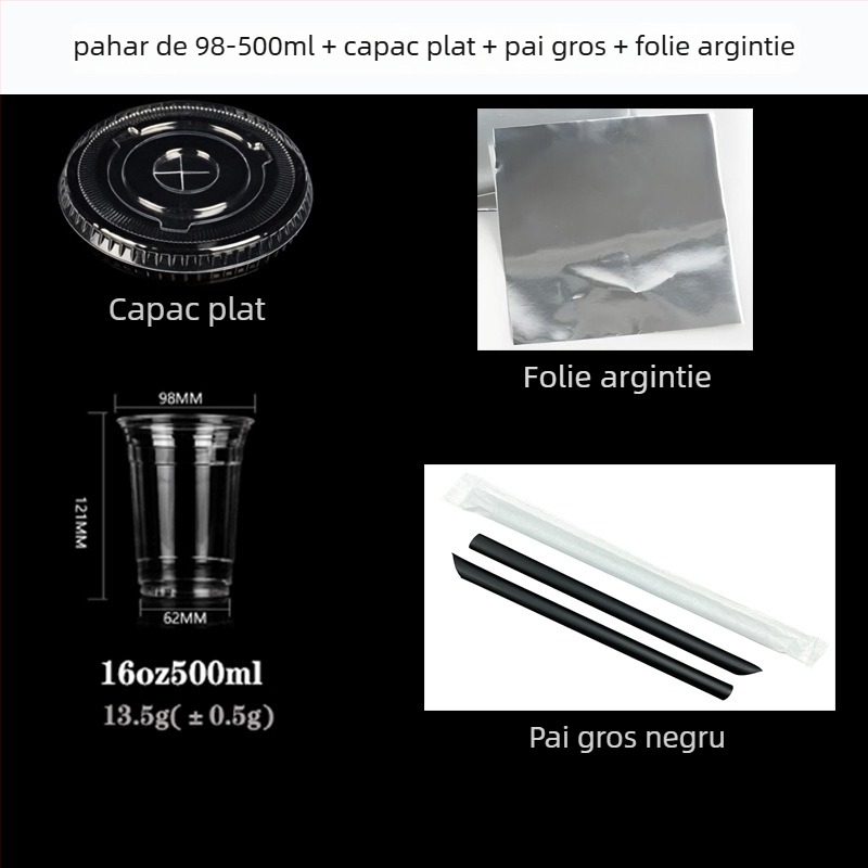Pahar PET de unică folosință pentru cafea în stil thailandez cu gheață și ceai cu lapte verde thailandez, cu transparență înaltă, pentru băuturi reci.