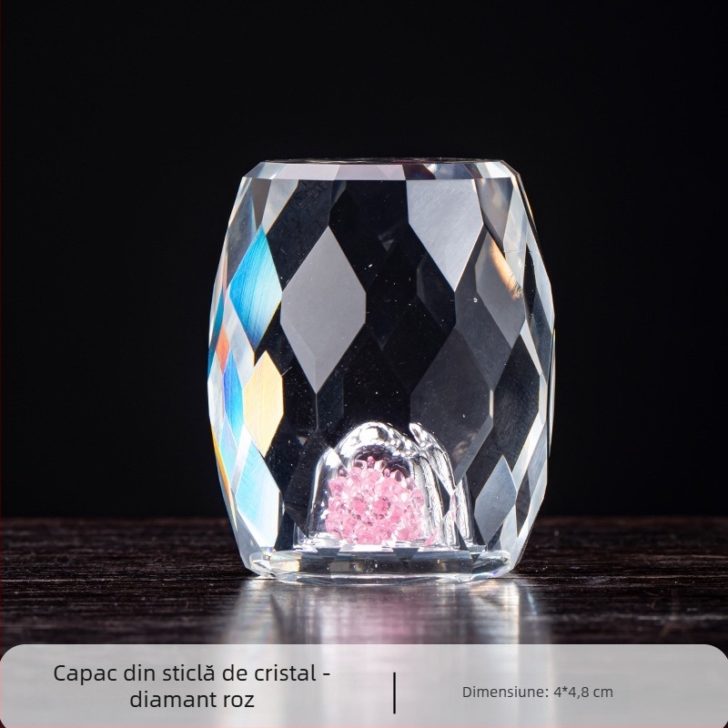 Sticlă de cristal cu motiv Lună Iepuraș — suport pentru capacul de ceai, bol cu capac pentru ceai și decor pentru strecurătorul de ceai cu folie de aur
