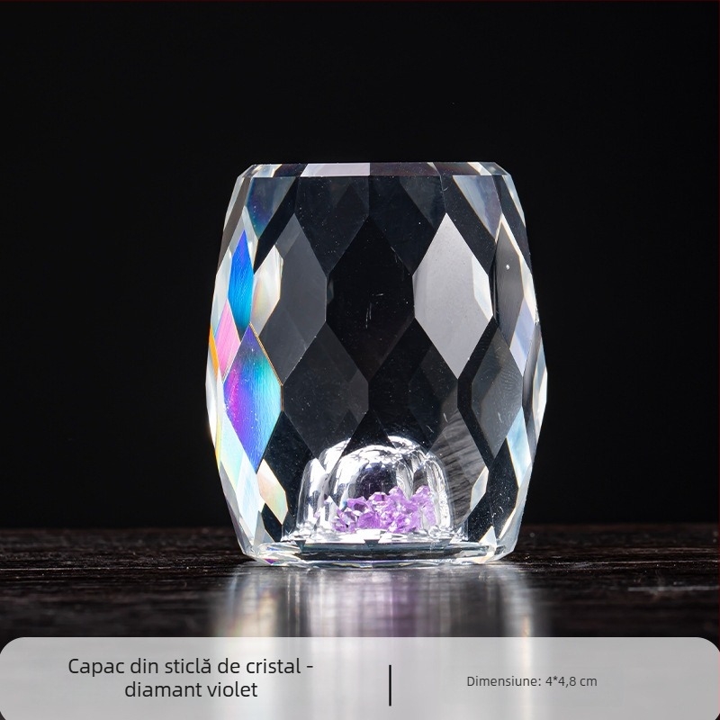 Sticlă de cristal cu motiv Lună Iepuraș — suport pentru capacul de ceai, bol cu capac pentru ceai și decor pentru strecurătorul de ceai cu folie de aur