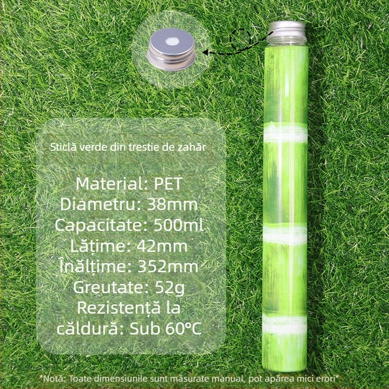Sticlă PET transparentă, cu capac, de unică folosință, 700 ml, Sugarcane Milk Tea