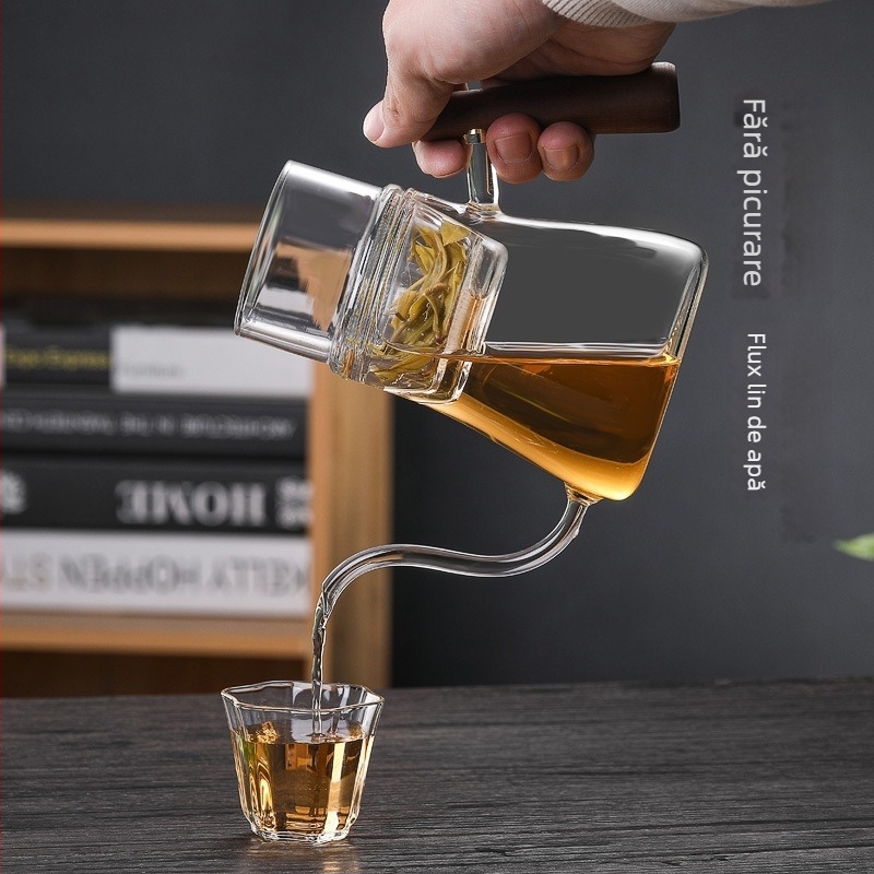 Ceainic din sticlă cu infuzor și filtru, ceainic pentru ceai cu flori, set pentru preparare manuală a ceaiului