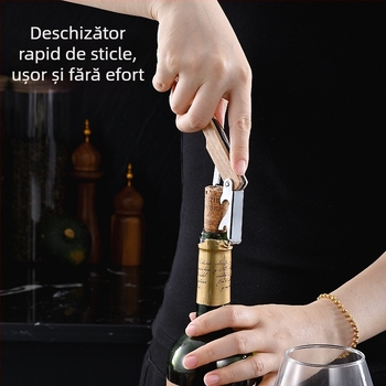 Set portabil multifuncțional deschizător de sticle cu cap de creveți, pentru vin și bere, cu un cuțit mic