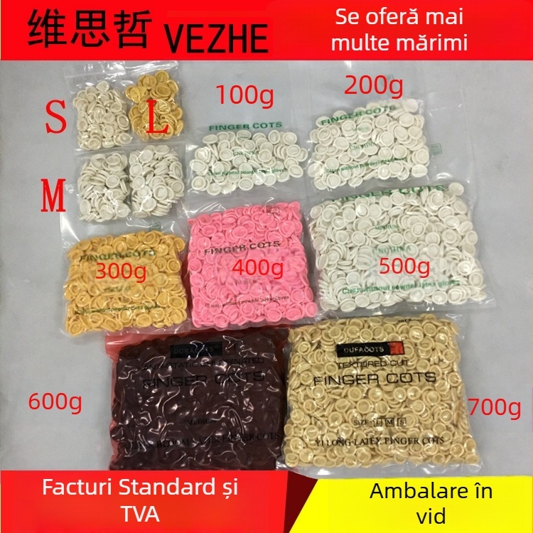Mănușă deget din latex, de unică folosință, albă, antistatice, antiderapantă, rezistentă la uzură pentru uz industrial