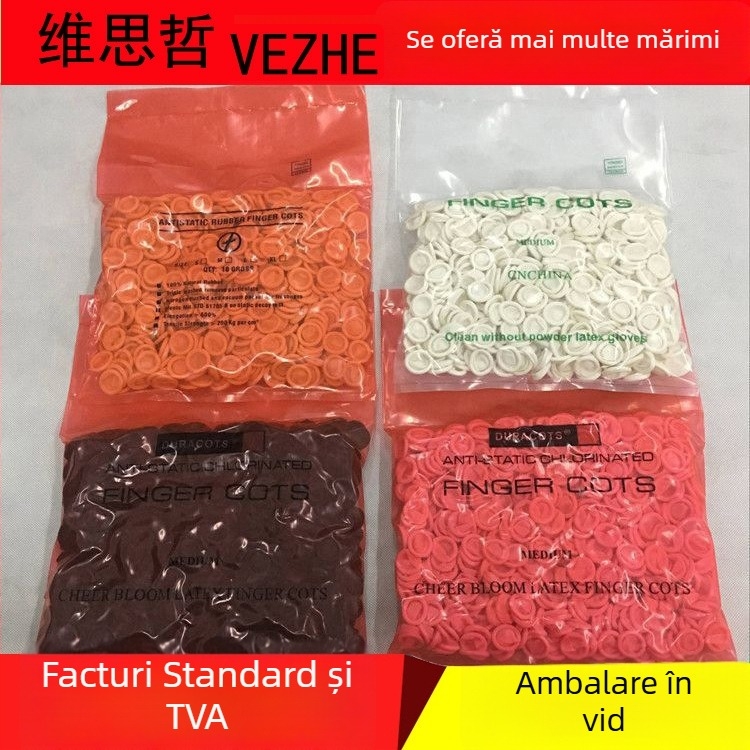 Mănușă deget din latex, de unică folosință, albă, antistatice, antiderapantă, rezistentă la uzură pentru uz industrial