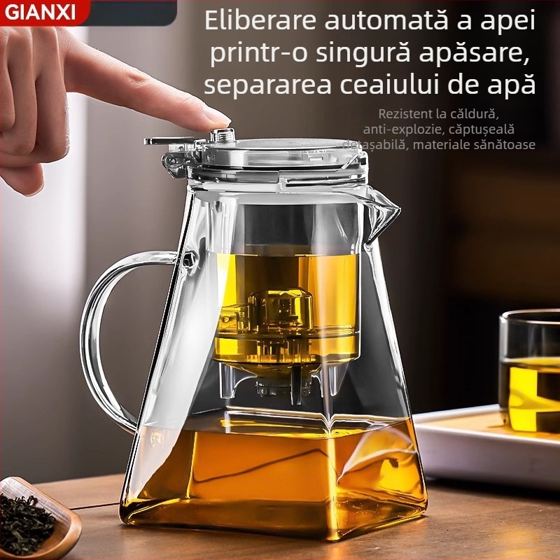 Ceainic din sticlă borosilicat cu infuzor, pentru uz casnic, stil simplu