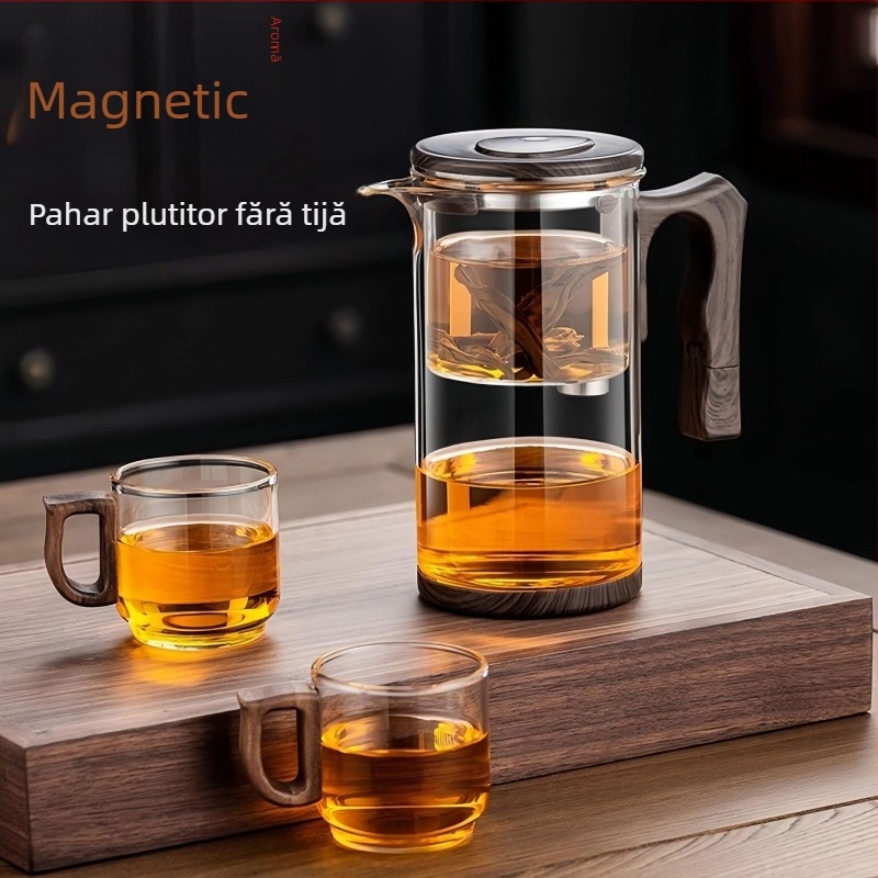 Ceașcă magnetică fără tijă pentru birou — sticlă borosilikat rezistentă la căldură, 550 ml