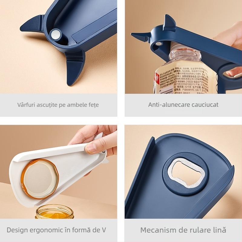 Deschizător magnetic pentru sticle – unelte de bucătărie multifuncționale pentru bere și conserve, potrivit pentru sticle mari și mici, priză antiderapantă și dispozitiv de înșuruit capacele
