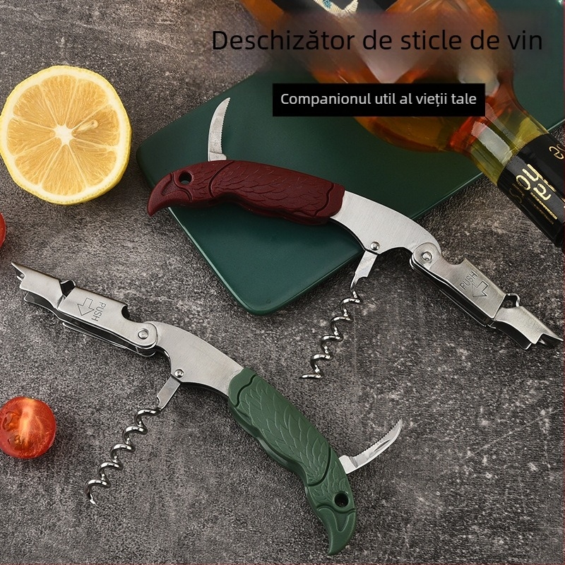 Deschizător de sticle din oțel inoxidabil, multifuncțional, în formă de cal de mare, pentru vin și bere