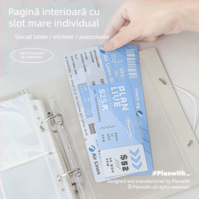RosyPosy Planwith Buckle – Album pentru carduri cu capacitate mare, pagini detașabile, 25 pagini, pentru carduri și bilete