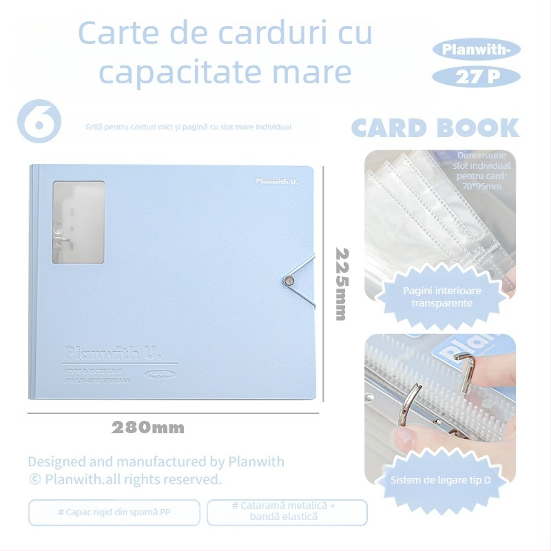 RosyPosy Planwith Buckle – Album pentru carduri cu capacitate mare, pagini detașabile, 25 pagini, pentru carduri și bilete