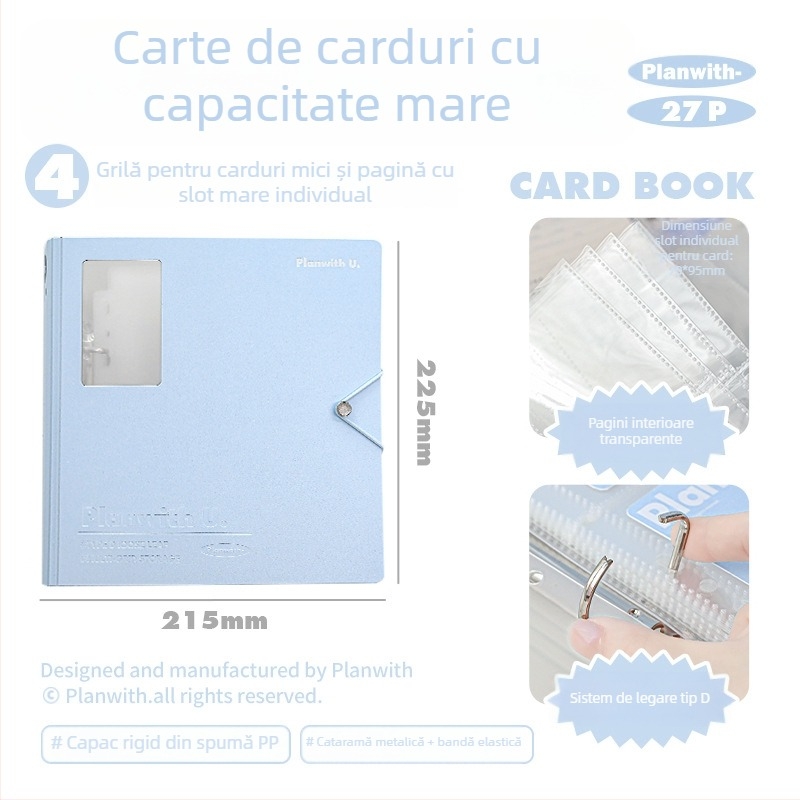 RosyPosy Planwith Buckle – Album pentru carduri cu capacitate mare, pagini detașabile, 25 pagini, pentru carduri și bilete