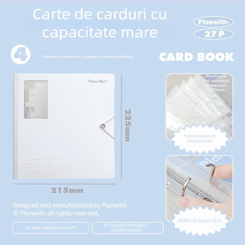 RosyPosy Planwith Buckle – Album pentru carduri cu capacitate mare, pagini detașabile, 25 pagini, pentru carduri și bilete