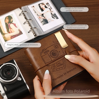 Album retro cu pagini detașabile, capacitate mare pentru fotografii Polaroid, album DIY pentru carduri de călătorie de 3 inci