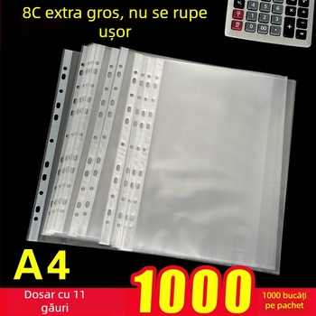 Meiluo dosar transparent PVC cu 11 găuri pentru A4 — dosar impermeabil pentru documente cu inserare de pagini