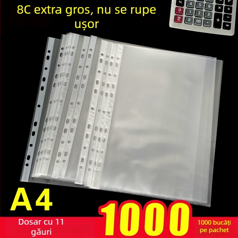 Meiluo dosar transparent PVC cu 11 găuri pentru A4 — dosar impermeabil pentru documente cu inserare de pagini