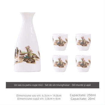 Set de sake din porțelan cu oase — stil japonez antic, ceramică, pot de sake și cupe, 5 piese, cu logo personalizat