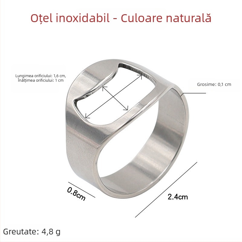 Inel din oțel inoxidabil pentru deschiderea sticlelor – deschizător de bere, gadget de bucătărie