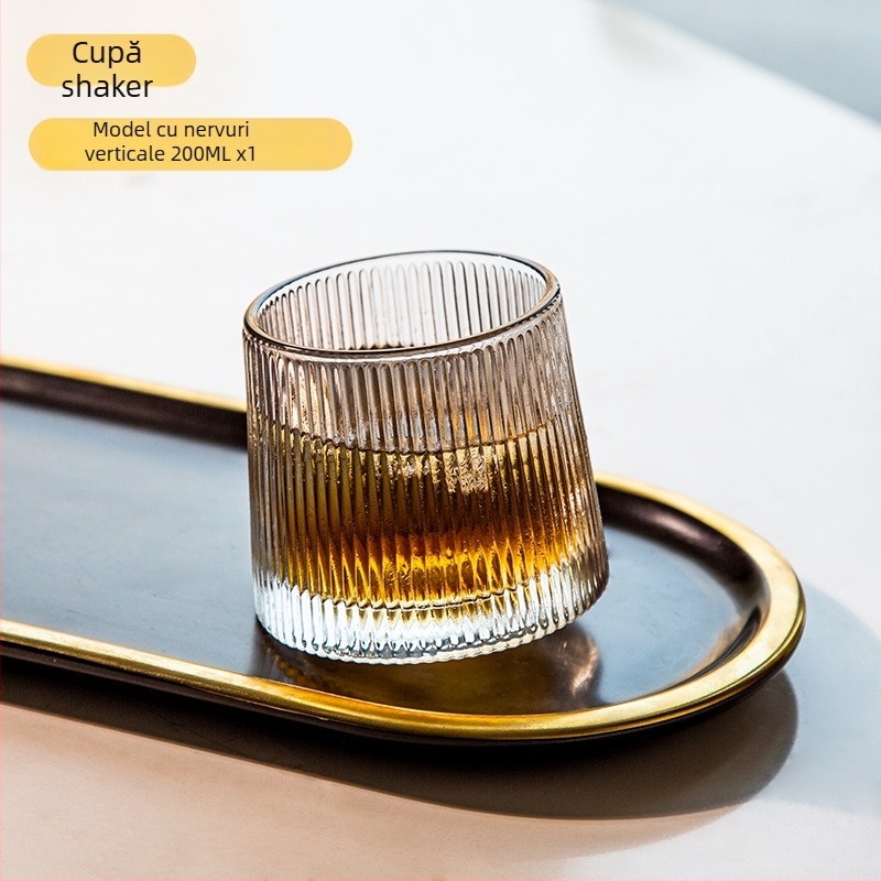 Pahar din sticlă pentru whisky, vin și bere – stil modern minimalist, capacitate 201–300 ml, cutie cadou