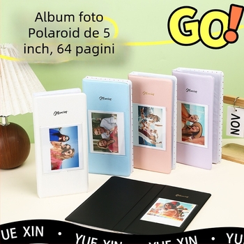Album foto Instax de 5 inch, cu pagini de inserție, foi detașabile, culoare macarone