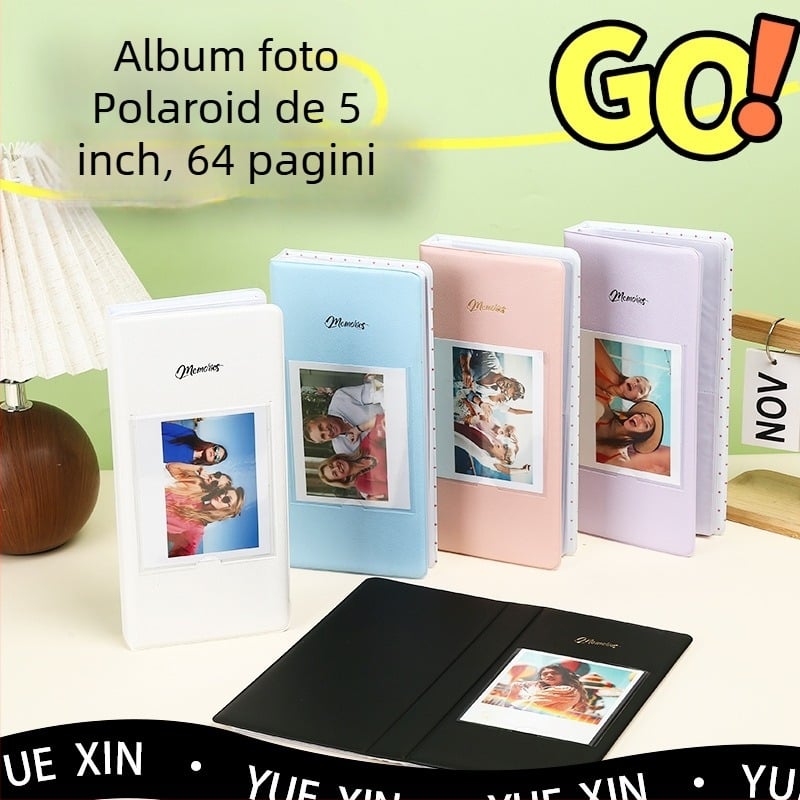 Album foto Instax de 5 inch, cu pagini de inserție, foi detașabile, culoare macarone